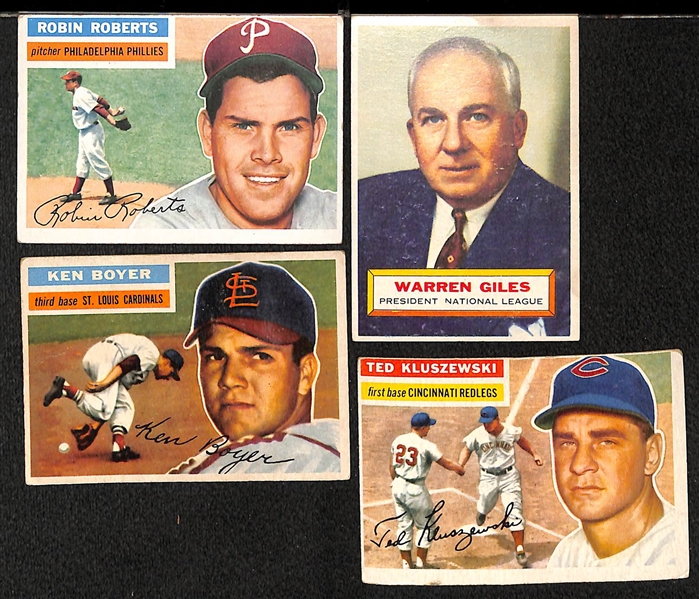 Lot of 90 Different 1956 Topps Baseball Cards w. Robin Roberts