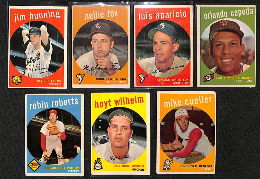 Lot of 125 Different 1959 Topps Baseball Cards w. Jim Bunning