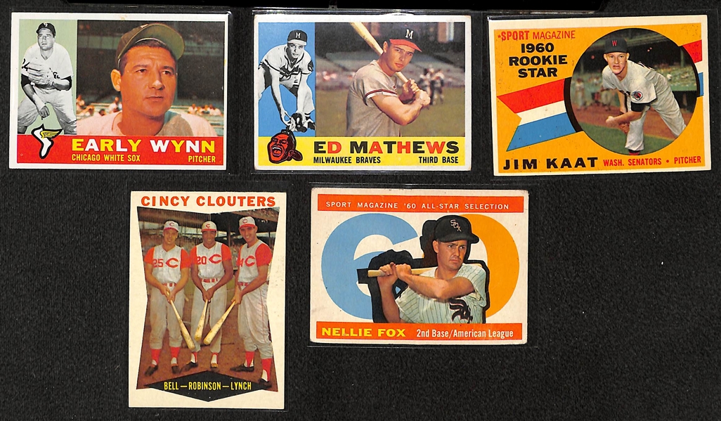 Lot of 100 Different 1960 Topps Baseball Cards w. Early Wynn