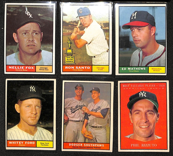 Lot of 120 Different 1961 Topps Baseball Cards w. Nellie Fox