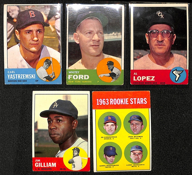 Lot of 120 Different 1963 Topps Baseball Cards w. Carl Yastrzemski