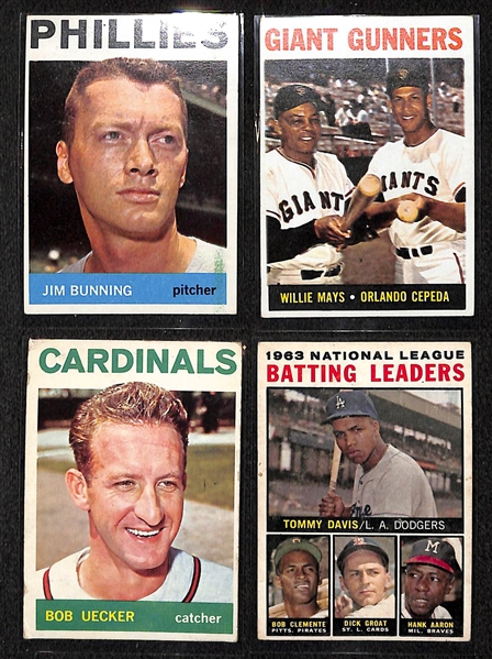 Lot of 120 Different 1964 Topps Baseball Cards w. Jim Bunning