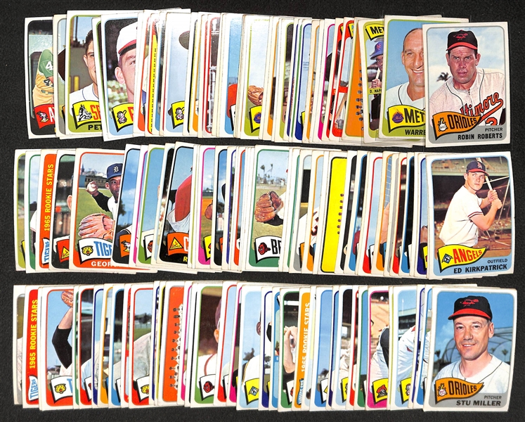 Lot of 130 Different 1965 Topps Baseball Cards w. Robin Roberts