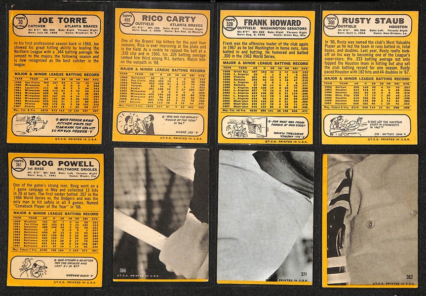 Lot of 250 Assorted 1968 Topps Baseball Cards w. Joe Torre