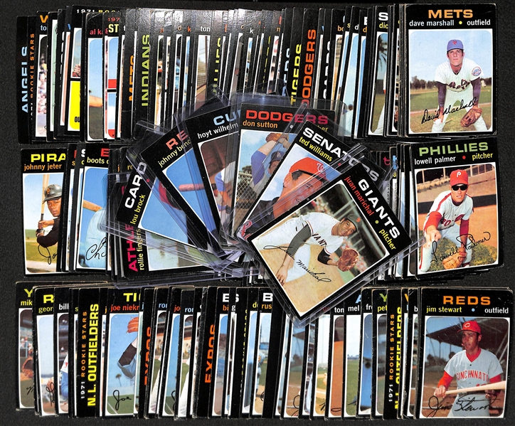 Lot of 175 Assorted 1971 Topps Baseball Cards w. Juan Marichal