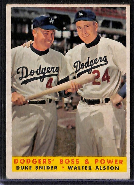 Lof of 4 1958 Topps Cards w. WS Batting Foes w. Mantle and Aaron
