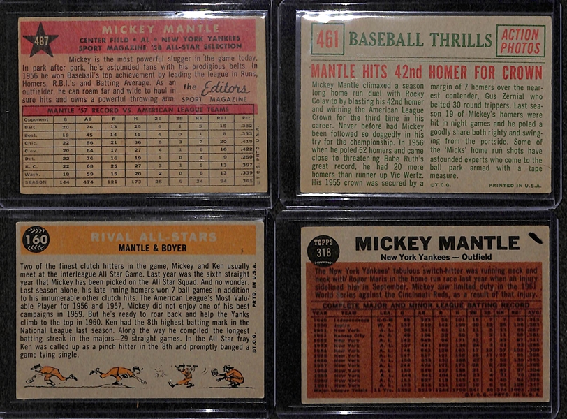 Lot of 4 Topps Mantle Highlight cards from 1958-1962