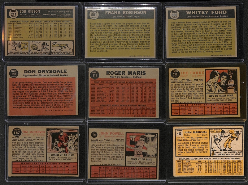 Lot of 9 Topps Star Cards from 1961-1963 w. 1961 Bob Gibson