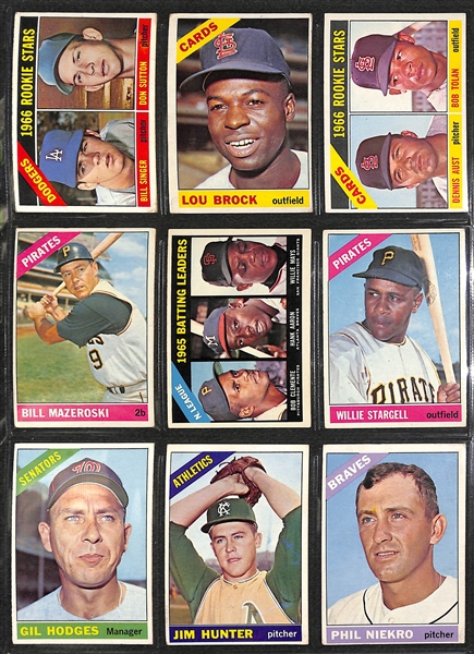 Lot of 300+ Assorted 1966 Topps Baseball Cards w. Don Sutton RC
