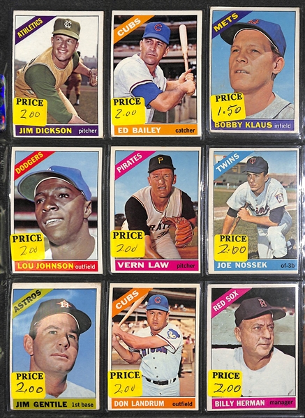 Lot of 300+ Assorted 1966 Topps Baseball Cards w. Don Sutton RC