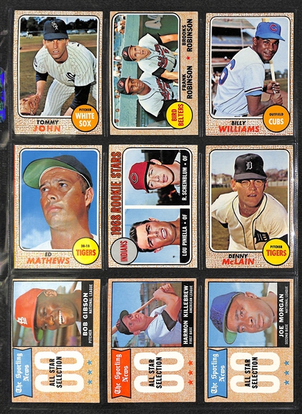  Lot of 230+ Assorted 1968 Topps Baseball Cards w. Eddie Mathews