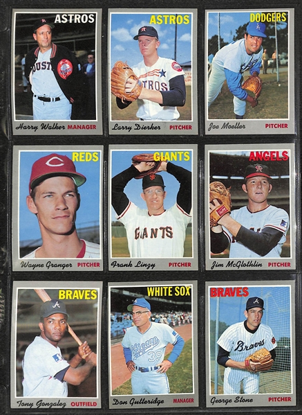 Lot of 250+ Assorted 1970 Topps Baseball Cards w. Jim Bunning