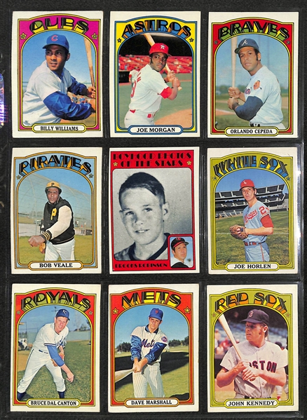 Lot of 250+ Assorted 1972 Topps Baseball Cards w. Carlton Fisk RC