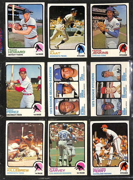 Lot of 400+ Assorted 1973 Topps Baseball Cards w. Al Kaline