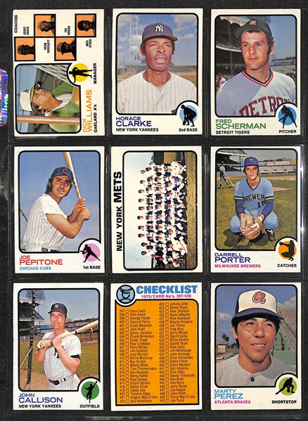 Lot of 400+ Assorted 1973 Topps Baseball Cards w. Al Kaline