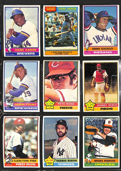 Lot of 450+ Assorted 1976 Topps Baseball Cards w. Dennis Eckersley