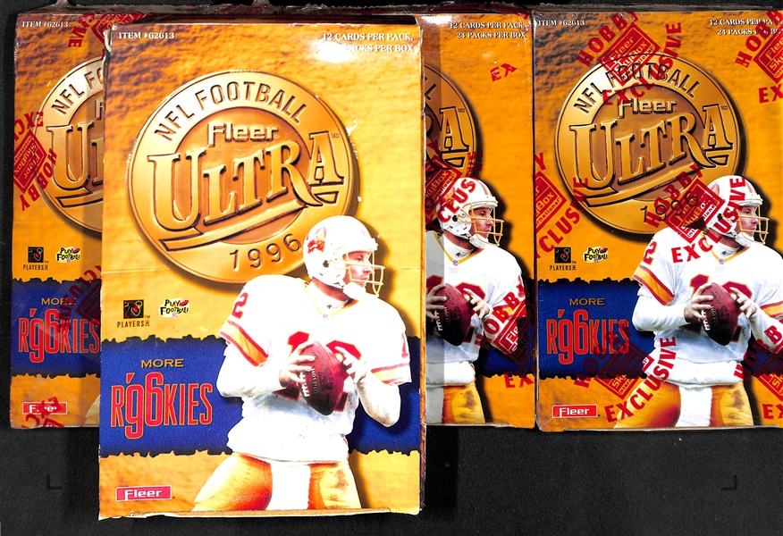 Lot of (4) 1996 Fleer Ultra Football Wax Boxes - 3 Factory Sealed