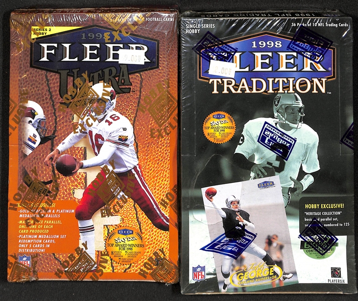 Lot of (2) 1998 Fleer Football Sealed Hobby Boxes - Fleer Ultra Series 2 & Fleer Tradition