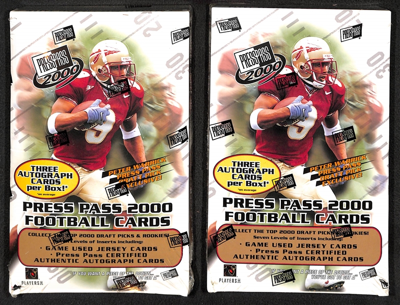Lot of (2) 2000 PressPass Football Unopened Boxes (Tom Brady's Rookie Year)