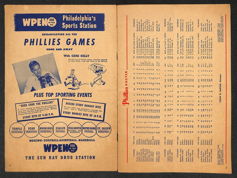 Lot of 3 Phillies Memorabilia Pieces - 1950 Score Card, 1983 Year Book, 1964 Unused WS Ticket
