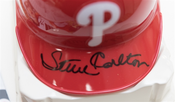 Phillies & Flyers Autograph Lot Inc. Steve Carlton Signed Phillies Mini Helmet