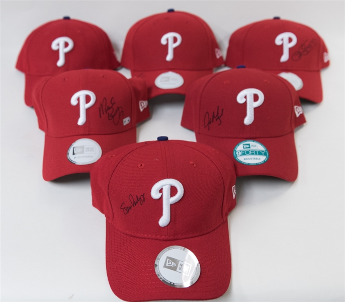 Lot of 6 Phillies Managers/Coaches Signed Hats (All MLB Certified) - with Wally Joyner and Pete Mackanin
