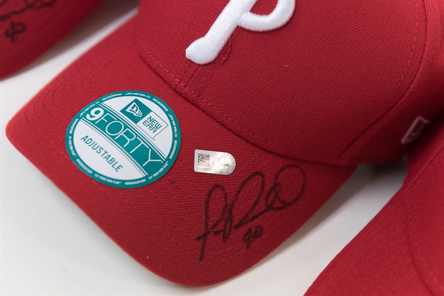 Lot of 10 Signed Phillies Hats (All MLB Certified) - with Clay Buchholz, Darin Ruf, Cody Asche, +