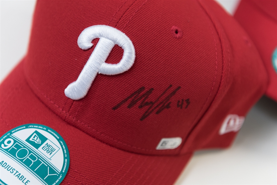 Lot of 10 Signed Phillies Hats (All MLB Certified) - with Clay Buchholz, +