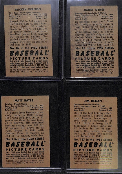 Lot of 11 - 1952 Bowman Baseball Cards w. Mickey Vernon