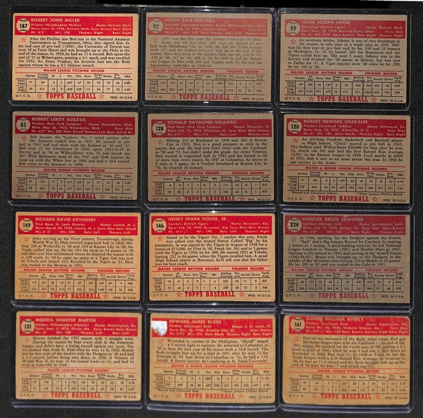 Lot of 12 - 1952 Topps Baseball Cards w. Bob Miller