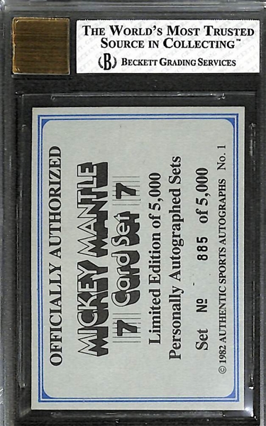 1982 ASA Mickey Mantle Autographed Baseball Card - BGS 6/Auto 10