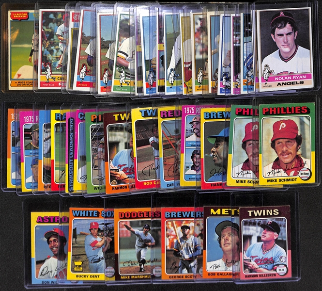 Lot of 39 - 1975-76 Topps Baseball Cards w. (2) 1976 Nolan Ryan Cards