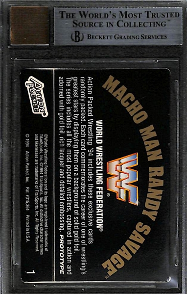 1994 Action Packed Prototypes WWF #1B Macho Man Randy Savage - BGS 9/Auto 10 - #ed/500