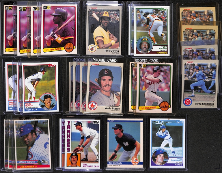 Lot of 43 - 1983-84 Topps/Fleer/Donruss Baseball Cards w. Gwynn, Sandberg, Boggs, & Mattingly - Mixed Rookies & Stars
