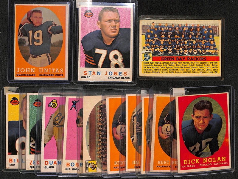 Lot of 13 - 1956-59 Topps Football Cards w. 1958 Johnny Unitas