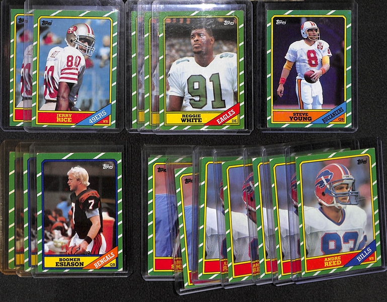 Lot of 18 - 1986 Topps Football Cards w. (2) Jerry Rice Rookie Cards
