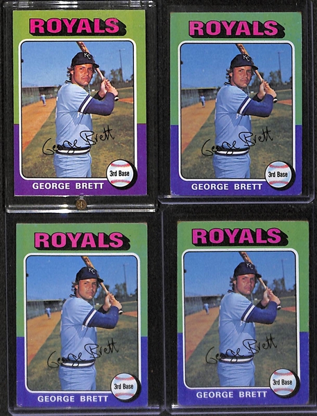 Lot of 4 - 1975 Topps Baseball George Brett Rookie Cards
