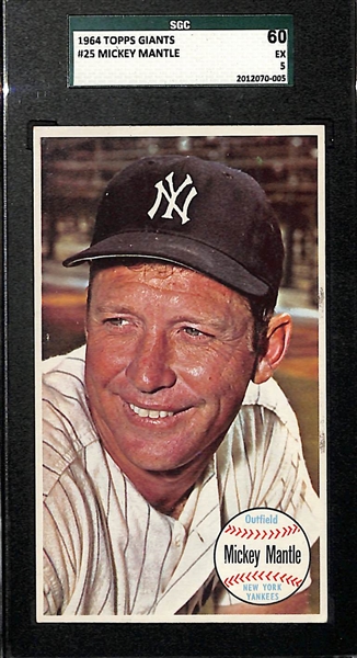 1964 Topps Giants #25 Mickey Mantle Card SGC 60 (EX 5)