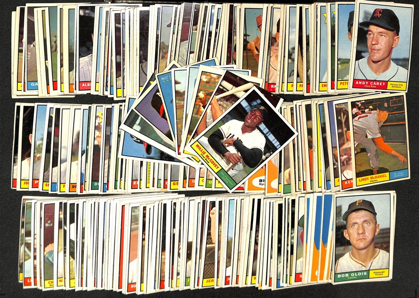 Lot of 283 Different 1961 Topps Baseball Cards w. Willie McCovey