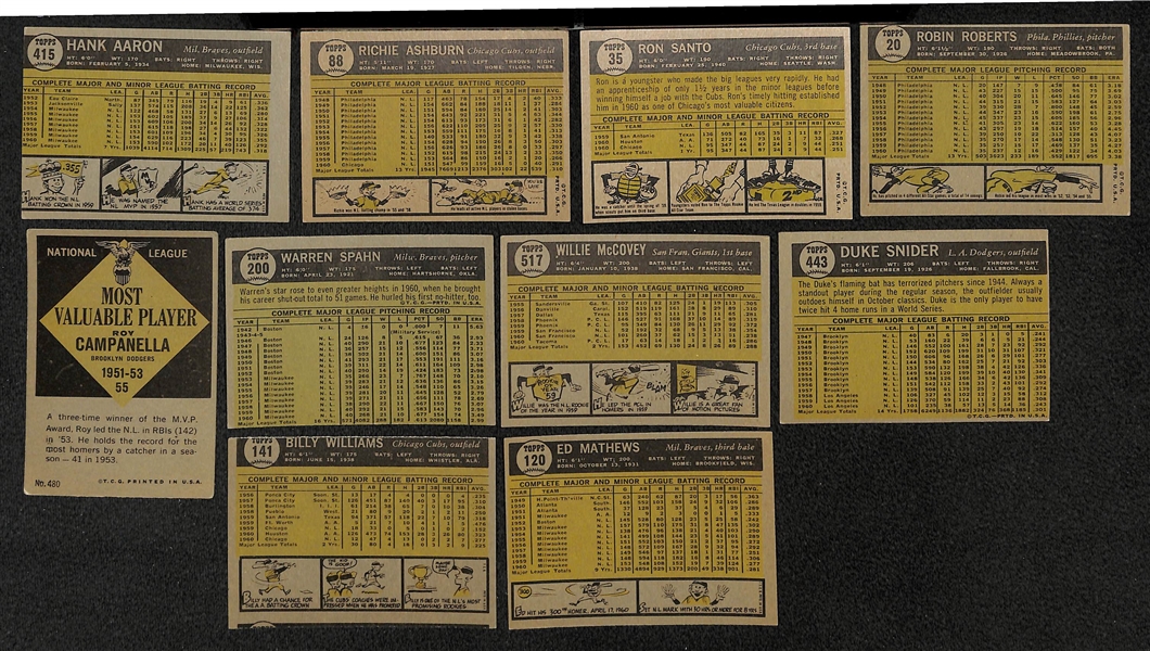 Lot of 283 Different 1961 Topps Baseball Cards w. Willie McCovey