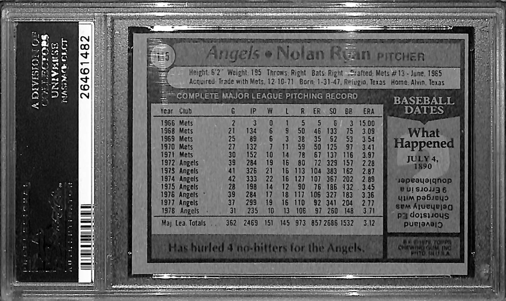 1979 Topps #115 Nolan Ryan HOF Angels PSA 9 MINT CENTERED 