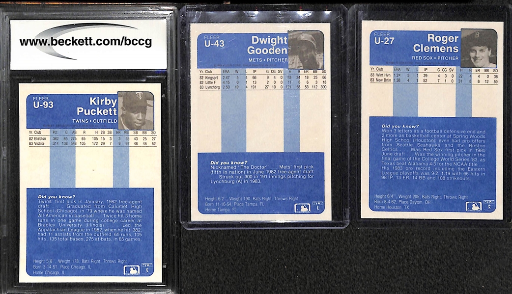 1984 Fleer Update Set w/ Gooden, Clemens, and Puckett Rookies (Puckett Graded BCCG 10)