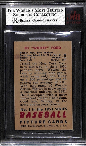 1951 Bowman Whitey Ford #1 Rookie Card Graded BVG 3