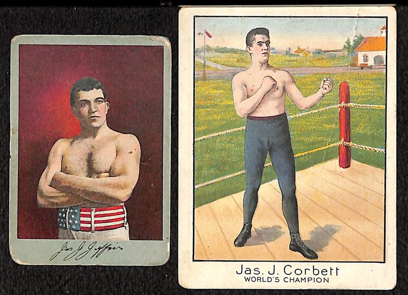 James J. Corbett and James J. Jeffries Boxing Cards (Mecca and Khedival)