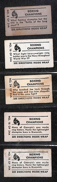 Lot of (5) 1948 Topps Magic Boxing Cards w/ Jack Dempsey
