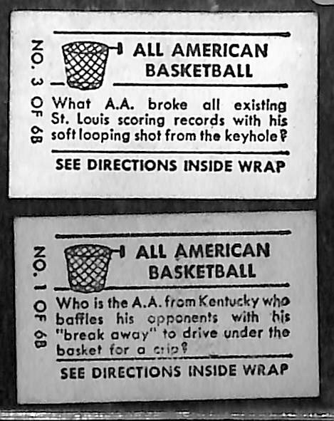 Lot of (2) 1948 Topps Magic Basketball All American Cards (Ralph Beard, Ed Macauley)