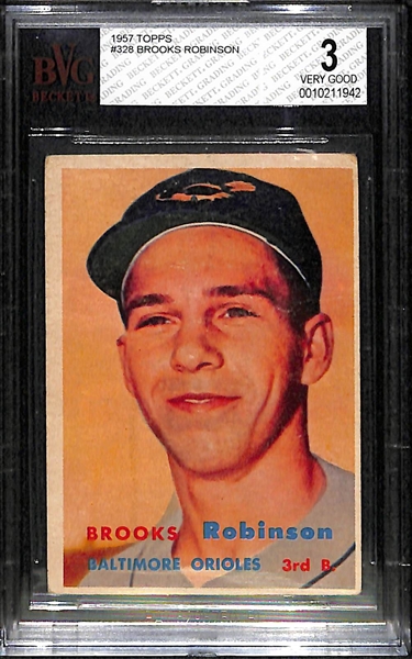 1957 Topps Brooks Robinson Rookie Graded Beckett BVG 3 (#328)