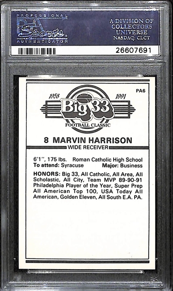 1991 Pennsylvania High School Marvin Harrison Big 33 PSA 8 (NM-MT)
