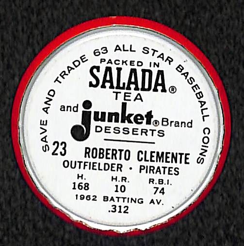 1963 Salada-Junket #23 Roberto Clemente All Star Baseball Coin