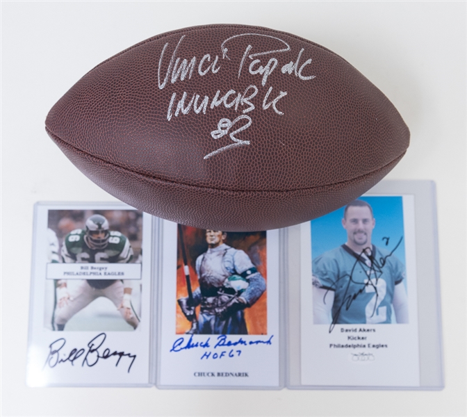  Eagles Autograph Lot - Including a Vince Papale Signed Football